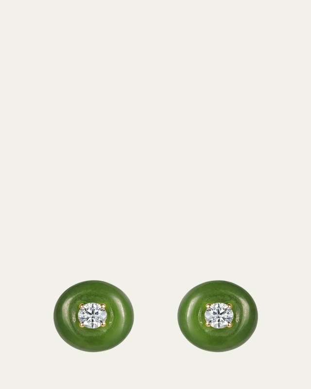 Orbit Large Jade & Diamond Stud Earrings